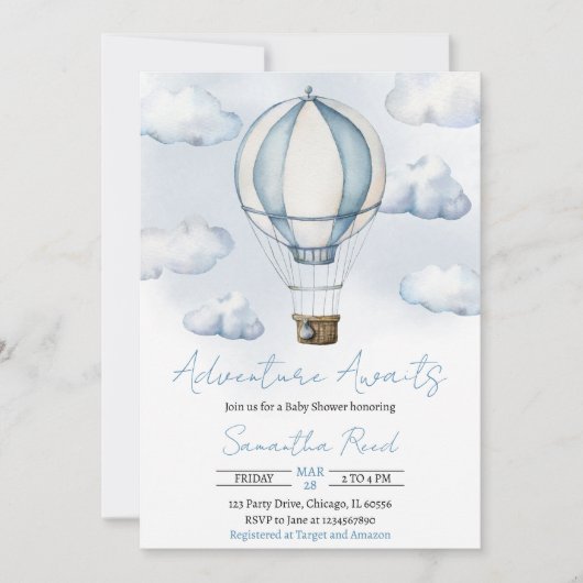 アドベンチャー・ベイビーシャワーのご招待 招待状 (正面)