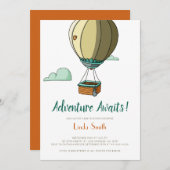 アドベンチャー・ベイビーシャワー  ホットエアバルーン 招待状 (正面/裏面)
