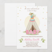 アドベンチャー ベイビーシャワー 招待状 ガール ティーピー ボホ (正面/裏面)