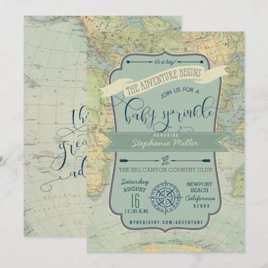 アドベンチャー ベイビー ボーイ スプリンクル インビテーション (正面/裏面)