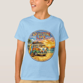 アドベンチャー ライフ レトロ ヒッピービーチ サンセット グラフィック Tシャツ