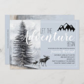 アドベンチャー ワイルドウッド モース ベイビーシャワー 招待状 (正面/裏面)
