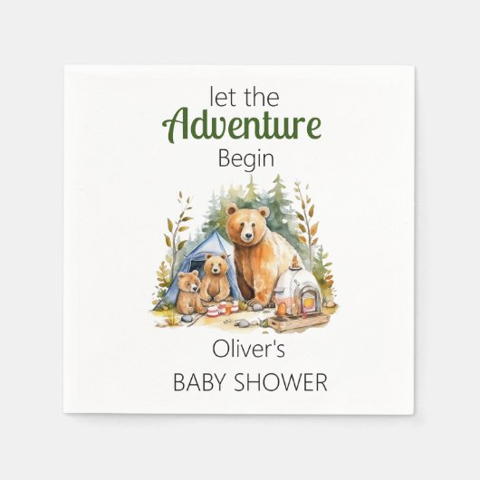 アドベンチャーBegin Woodland Baby Shower スタンダードカクテルナプキン (正面)