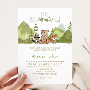 アドベンチャーBegin Woodland Baby Shower 招待状