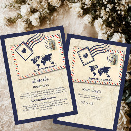 アドベンチャ国際的ー素朴ス先結婚式 エンクロージャーカード