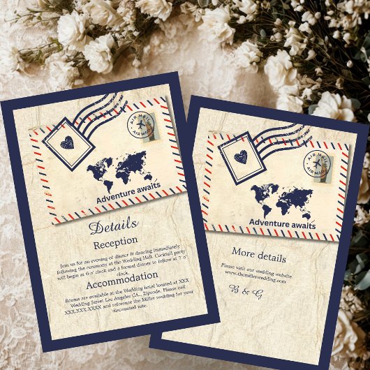 アドベンチャ国際的ー素朴ス先結婚式 エンクロージャーカード