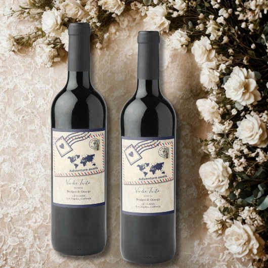 アドベンチャ国際的ー素朴ス先結婚式 ワインラベル