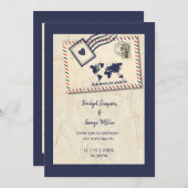 アドベンチャ国際的ー素朴ス先結婚式 招待状 (正面/裏面)