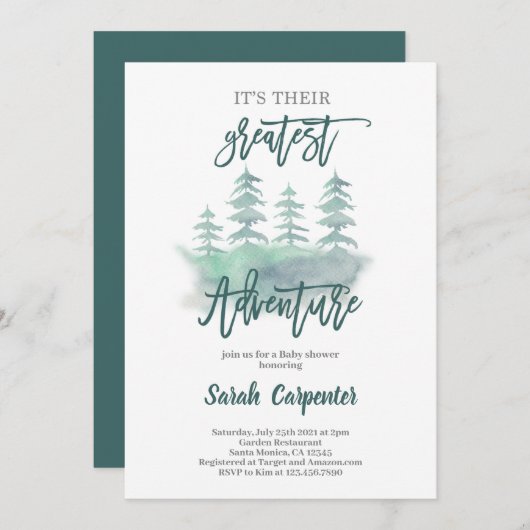 アドベンチャ素晴らしーベイビーシャワー 招待状 (正面/裏面)
