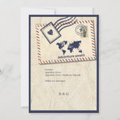 アドベンチャ素朴ント保存先の日付結婚 招待状 (裏面)