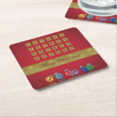 アドベントカレンダークリスマスオーナメント スクエアペーパーコースター (アングル)