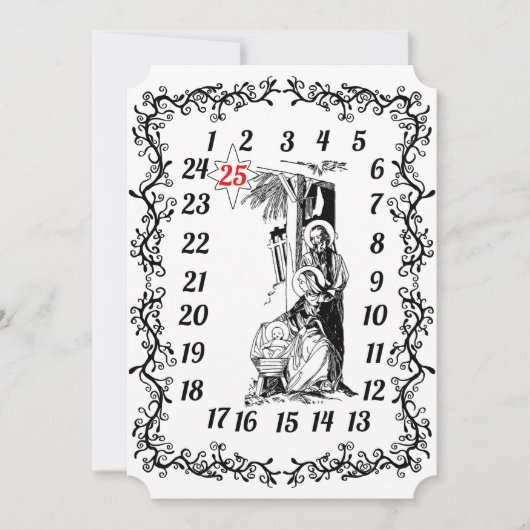 アドベントカレンダークリスマスカウントダウン出生イエス 招待状 (正面)