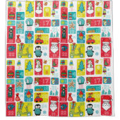 アドベントカレンダーモダンおもしろいクリスマス シャワーカーテン (正面)