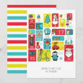 アドベントカレンダー カートゥンスタイルのクリスマス シーズンカード (正面/裏面)