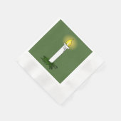 アドベントキャンドルグリーンコーインドカクテルナプキン 縁ありカクテルナプキン (角)