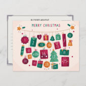 アドベントメリークリスマスホリデーライツカレンダー シーズンポストカード (正面/裏面)