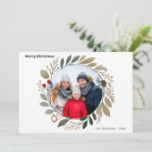 アドベントリースの葉メリークリスマスファミリーフォト シーズンカード (スタンド正面)