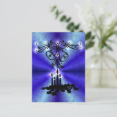 アドベント、クリスマスアートデコの青い緑の虹 シーズンポストカード (スタンド正面)