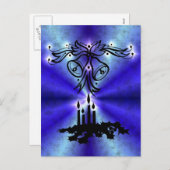 アドベント、クリスマスアートデコの青い緑の虹 シーズンポストカード (正面/裏面)