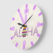 アドラブルアロハハワイアングリッターパイナップル ラージ壁時計 (傾斜)