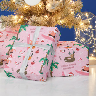 アドラブルスクリスマスサンタおもしろいサーフィン ラッピングペーパー