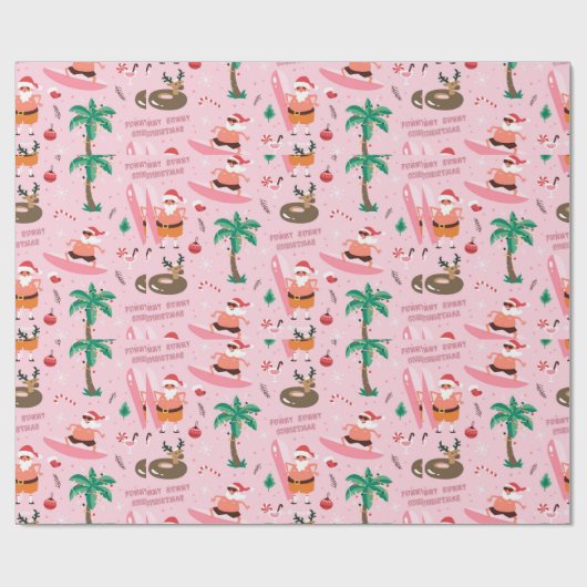アドラブルスクリスマスサンタおもしろいサーフィン ラッピングペーパー (フラット)
