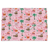 アドラブルスクリスマスサンタおもしろいサーフィン ラージペーパーバッグ (正面)