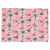 アドラブルスクリスマスサンタおもしろいサーフィン ラージペーパーバッグ (裏面)