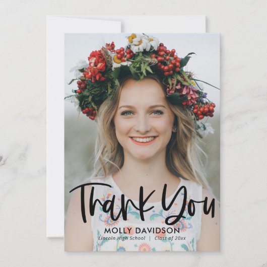 アドラブルタイプ編集可能カラー卒業ありがとう サンキューカード (正面)