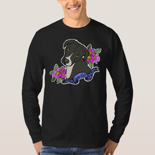 アドラブルピットブルと花 Tシャツ (正面)