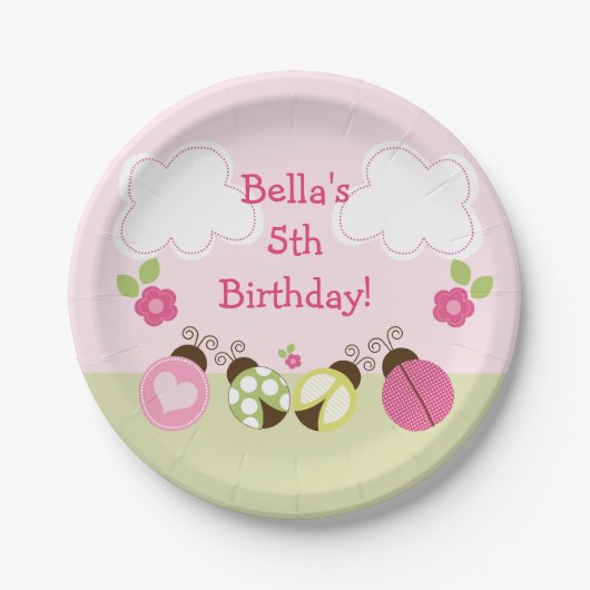 アドラブルラディバグ&フラワーズ紙プレート ペーパープレート (正面)