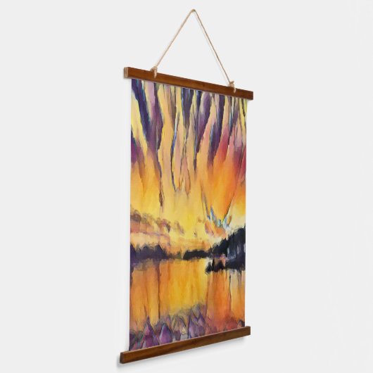 アドリア海の海岸芸術に関するスラチンの夕日 吊り下げ型タペストリー (傾斜あり)