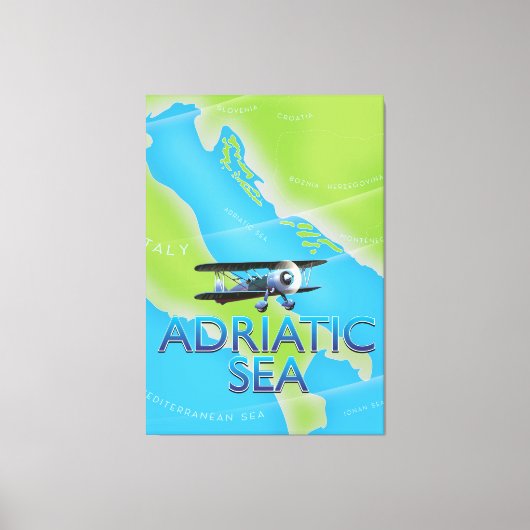 アドリア海飛行地図 キャンバスプリント (正面)