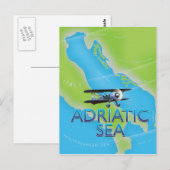 アドリア海飛行地図 ポストカード (正面/裏面)
