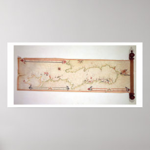アドリ航海のア海のミニチュア地図， 1624 (parc) ポスター