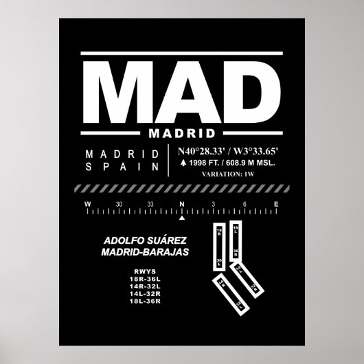 アドルフォ・スアレス・マドリード＝バラハス空港 MAD ポスター (正面)