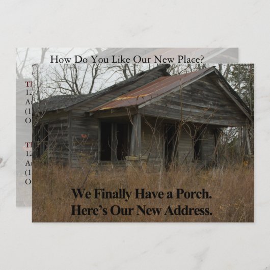 アドレおもしろいスカードのプライベート変更:新しいポーチ 案内状 (正面/裏面)