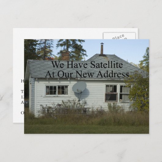 アドレスおもしろいの変更 – 衛星を持っている 案内ポストカード (正面/裏面)