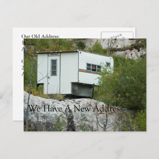 アドレスおもしろいカードの変更 – ロング失ったキャンパー 案内ポストカード (正面/裏面)