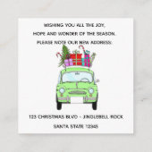 アドレスのお知らせレトロフィアットクリスマスプレゼント エンクロージャーカード (裏面)