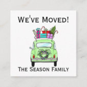 アドレスのお知らせレトロフィアットクリスマスプレゼント エンクロージャーカード (正面)