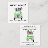 アドレスのお知らせレトロフィアットクリスマスプレゼント エンクロージャーカード (正面/裏面)