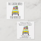 アドレスのお知らせ黄色いキャブクリスマスギフト エンクロージャーカード (正面/裏面)