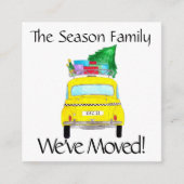 アドレスのお知らせ黄色いキャブクリスマスギフト エンクロージャーカード (正面)