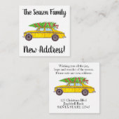 アドレスのお知らせ黄色いキャブクリスマスツリー エンクロージャーカード (正面/裏面)