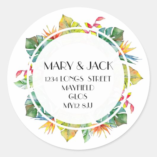 アドレスのステッカー（トロピカル） ラウンドシール (正面)