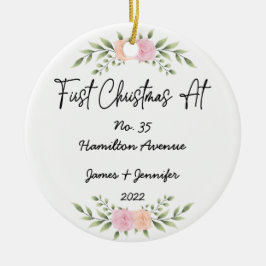 アドレスのミニマル初めてのクリスマスの新居 セラミックオーナメント