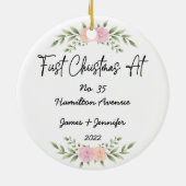 アドレスのミニマル初めてのクリスマスの新居 セラミックオーナメント (裏面)