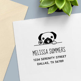 アドレスの上から覗く明るいパグ犬 セルフインキングスタンプ