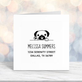 アドレスの上から覗く明るいパグ犬 セルフインキングスタンプ